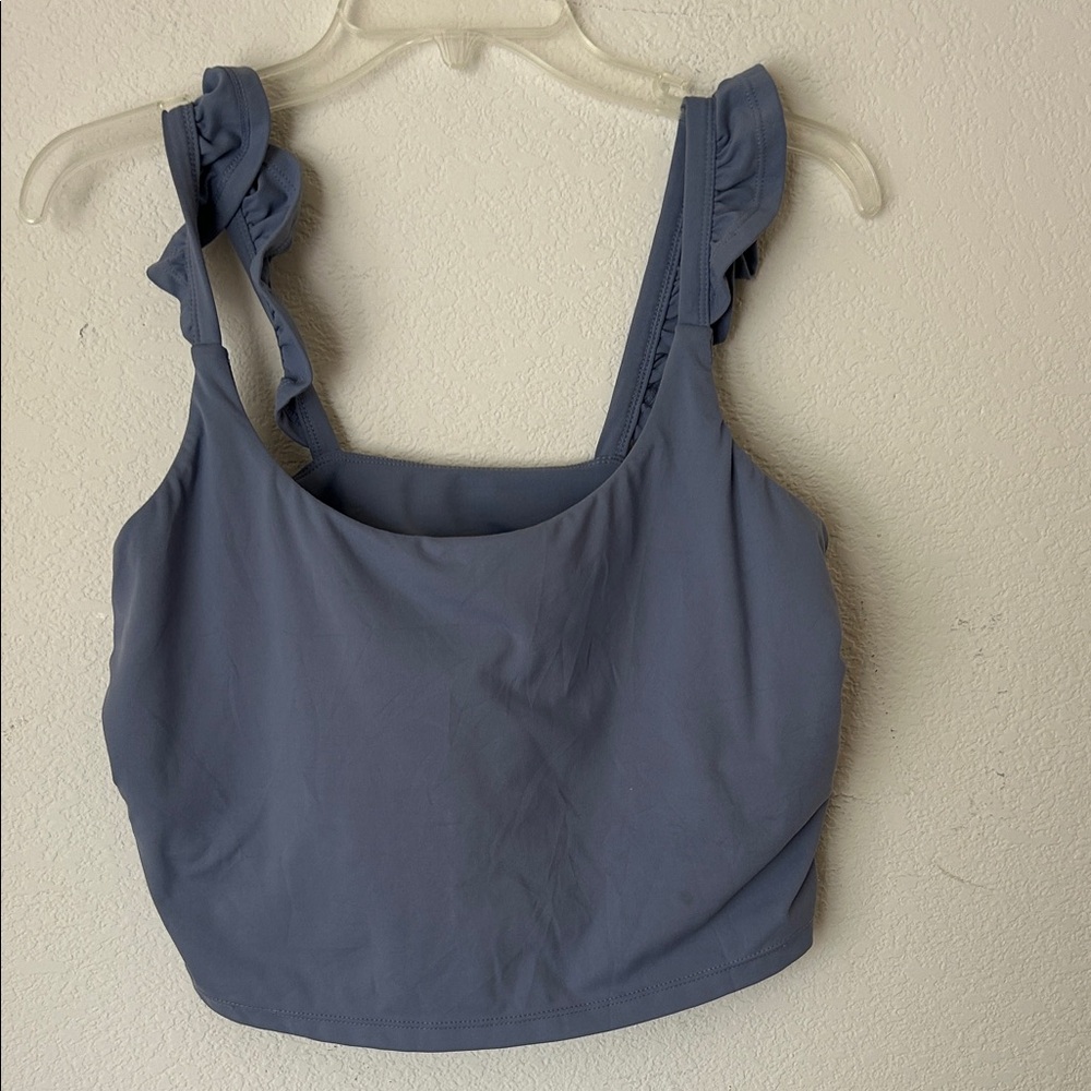 Elegant Ruffled Tank Top in Soft Blue‎